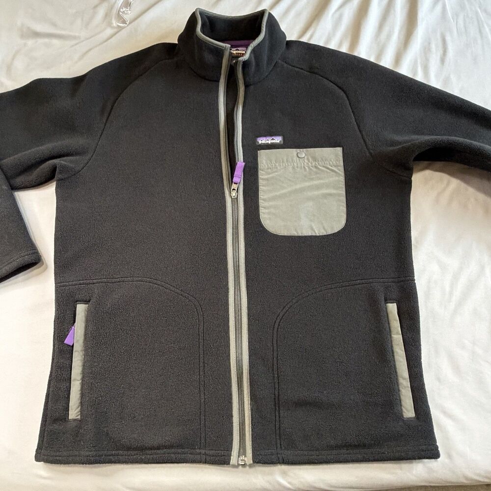 Patagonia‎ Synchilla Full Zip Up Fleece Jacket Men's Large Black Karstens Jacket - Picture 14 of 14